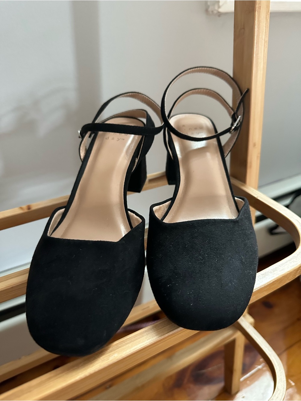 Target Black Suede-Look Ankle Strap Block Heel Sandals